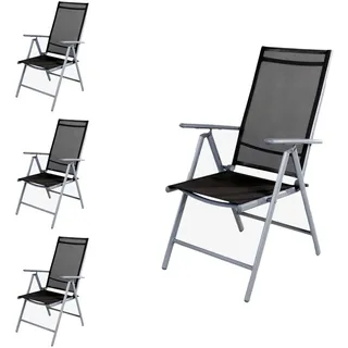 4 Stück Garten Klappstuhl Aluminium - Textilen Silbergrau/Anthrazit - Grau