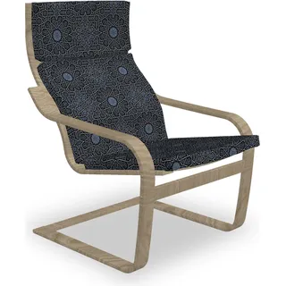 ABAKUHAUS marokkanisch Poäng Sessel Polster, Geometrischer Stern Königs, Sitzkissen mit Stuhlkissen mit Hakenschlaufe und Reißverschluss, Schwarz Creme Blau - Schwarz