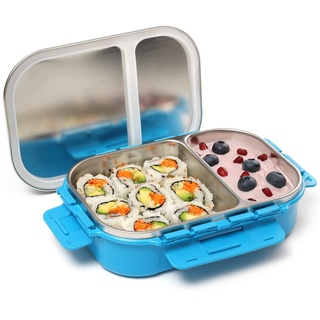 Signoraware Edelstahl Bento-Box Erwachsene Lunchbox für Männer, Frauen, Kinder, Bento-Lunchbox, auslaufsicher, zwischen 2 Fächern, Mahlzeiten-Vorbereitungsbehälter, Lunchbehälter für Erwachsene und