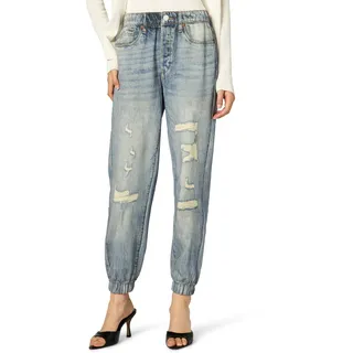 [BLANKNYC] Damen-Jogginghose aus French Terry im Used-Look Bedruckt, Bequeme und stilvolle Hose, Ja Please, Blau, M