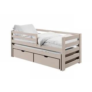 Kids Collective Kinderbett mit Rausziehbett 90 x 200 cm Kiefer massiv grau