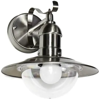 Licht-Erlebnisse Außenwandleuchte Metall Kunstglas in Silber IP44 Garten Terrasse B:24 cm E27 Rustikal Maritime Outdoor Wandlampe Balkon OSLO