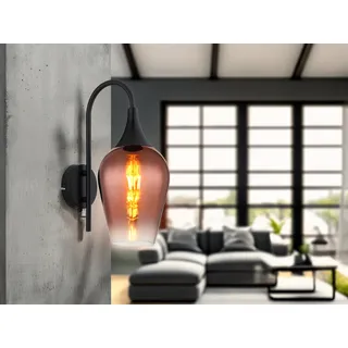 Ausgefallene LED Wandleuchten mit Schalter Glas Lampenschirm Schlafzimmer H 36cm