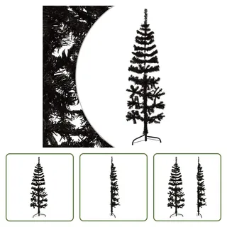 The Living Store Künstlicher Halb-Weihnachtsbaum Ständer Schlank Schwarz 150 cm - Schwarz
