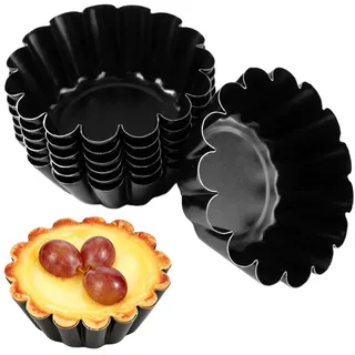 16 Stück Mini Tartelette Förmchen, Eierkuchenform Antihaft, Eier Torte Form | Torteletts Törtchenformen aus Kohlenstoffstahl, Ei Torte Form, Torteletts Backform für Pudding, Kuchen, Cupcake, Muffin