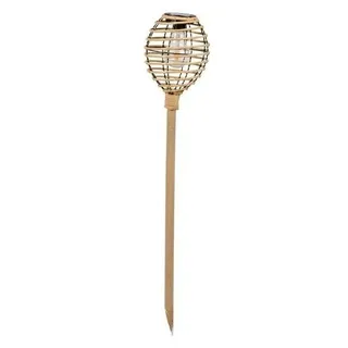 SMART GARDEN Lumina Solar-Gartenfackeln aus naturfarbenem Kunst-Rattan, 70 cm, 2er-Set, warmweiße Double-Filament-LED, automatische Beleuchtung - Naturbelassen, Beige