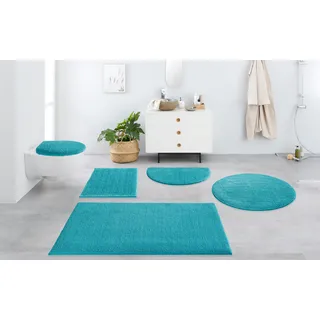 Badematte OTTO HOME "Vanessa, Badvorleger, Badezimmer Teppich" Gr. 8, blau (türkis), H:10mm, Polyester, Badematten, Badematte, Badteppich, weiche Haptik, unifarben