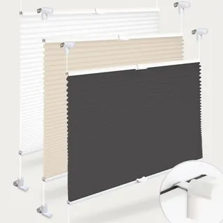 Plissee ohne Bohren Plissees Klemmfix 45 x 130 cm (BxH) Anthrazit HOHE QUALITÄT - LANGLEBIG Easyfix klemmträger Plissee Tür & Fenster