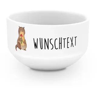 Mr. & Mrs. Panda Müslischale Otter Blumenstrauß - Personalisierte Geschenke, Positiv, Selbstliebe, Schüssel Personalisieren, Süß, Schale, Müslischüssel, Seeotter, Achtsamkeit, Suppenschüssel