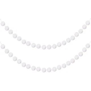 QUARKZMAN 4 Stück Pom Pom Girlande 6,6 ft 30 Bälle Bunte Filz Ball Girlande für Wand Weihnachtsbaum Dekor Geburtstagsbanner Osterparty Dekorationen (Weiß)