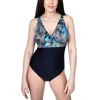 Aquarti Badeanzug Damen Schwarz/Beige/Grün/Blau 36