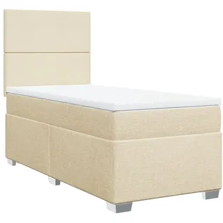 Boxspringbett mit Matratze Creme 80x200 cm Stoff - Creme