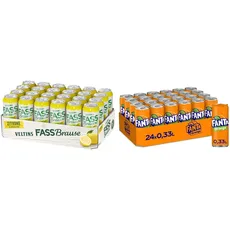 ArkiFACE B VELTINS Fassbrause Zitrone Alkoholfrei, EINWEG (24 x 0.5 l Dose) & Fanta Orange EINWEG Dose, (24 x 330 ml)