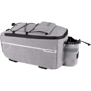 Dunlop Bike Fahrradtasche für Gepäckträger - 7 Liter Kühltasche Klettverschluss mit Zusätzlichen Staufächern und Flaschenhalter Isolierte Innenschicht Schulterriemen Grau