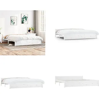 vidaXL Massivholzbett Weiß 180x200 cm - Bettrahmen - Bettgestell - Bett - Holzbettrahmen - Weiß