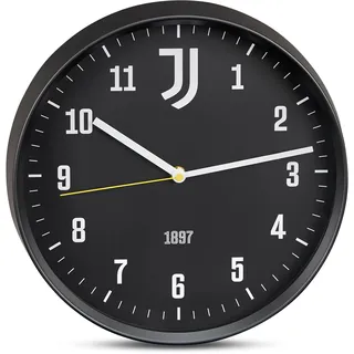 Seven Juventus Quarz-Wanduhr mit Uhrwerk, Geschenkidee für Kinder und Erwachsene, schwarz, Fußball