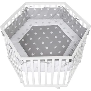 roba Laufgitter ROBA "Little Stars, natur, 6-eckig", Baby, beige (natur), Laufställe Laufgitter, mit Stoffeinlage und Nestchen