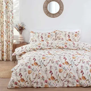 Prestigious Textiles Sundour Grove Design, Atemberaubendes Blumen- und Schmetterlings-Design, Mehrfarbig, auf natürlichem Hintergrund, Einzelbett, Hain