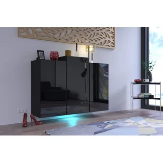 Furnitech K5 Modernes Wohnzimmer, Kommode, Schrank, Sideboard, Schlafzimmer, Esszimmer, Wohnzimmermöbel (LED blau, K5-18HG-B1)