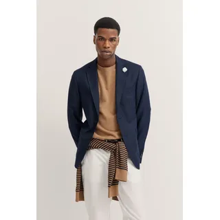 Sakko BUGATTI, Herren, Gr. 50, blau (390, marine), 100% Wolle, unifarben, normal, Manschette, Sakkos Sakko, aus Wolle