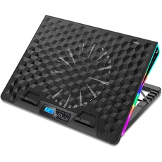 SK Notebook Laptop Rainbow RGB Kühler Gamer Ständer Kühlpad Unterlage Cooler für 9-18 Zoll/Lüfter / 5-7 Stufen Höhenverstellung/dünn & mobil (Rainbow 7 Beleuchtungsmodi)