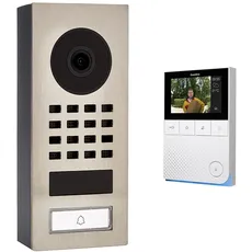 DoorBird D1101V Aufputz IP Video Türstation, Edelstahl V2A & A1101 IP Video Innenstation White Edition | Inneneinheit für IP-Video-Türsprechanlage mit Display, WLAN, LAN