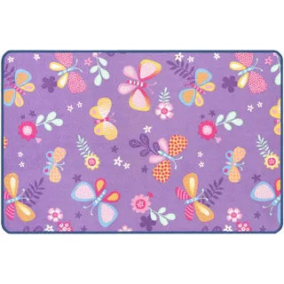 Kinderteppich "PAPILLON, Made in Belgium", lila, B:100cm H:6,5mm L:150cm, Polyamid, PRIMAFLOR-IDEEN IN TEXTIL, Teppiche, Kinderteppich, Motiv Schmetterlinge, Kinderzimmer