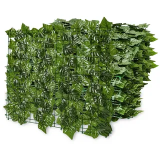Jiubiaz Sichtschutzhecke Windschutz 1*3M Efeu Sichtschutz Balkonverkleidung Blätterzaun,Erdnussblatt - Grün