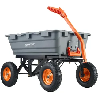 Vevor VEVOR, Transportwagen, Gartenkarre mit leicht zu montierendem Stahlrahmen, Gartenwagen mit umwandelbarem 2-in-1-Griff, Mehrzweck-Schubkarre mit 680 Tragfähigekit, ca. 33 cm Reifen,