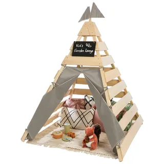 Muddy Buddy MUDDY BUDDY® Spielhaus »Tipi-Zelt Dreamer« Holzschutz vorbehandelt, BxTxH: 135x135x170 cm, FSC® - schützt Wald, grau