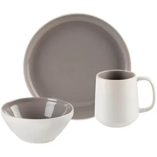 Novel Frühstücksservice , Taupe , Keramik , 6-teilig , Uni , Lfgb , lebensmittelecht , Geschirr, Geschirrsets, Kaffeeservice
