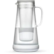 LifeStraw Home Wasserfilter-Kanne aus Glas mit Silikonbasis; Bietet Schutz vor Bakterien, Parasiten, Mikroplastik, Blei, Quecksilber, PFAS und weiteren Chemikalien; 1,6 Liter, White (weiß)
