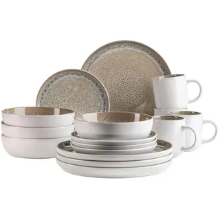 Mäser Kombiservice , Beige , Keramik , 16-teilig , 350 ml , Grüner Punkt , Geschirr, Geschirrsets, Kombiservice