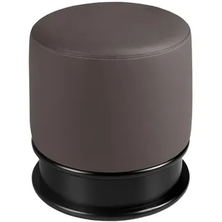 Angel Cerda Pouf Dunkelgraues Öko-Leder-Pouffe Ø43/42 cm , 43x42x43 cm , FSC 100% , Wohnzimmer, Sessel, Hocker & Hockerbänke, Poufs