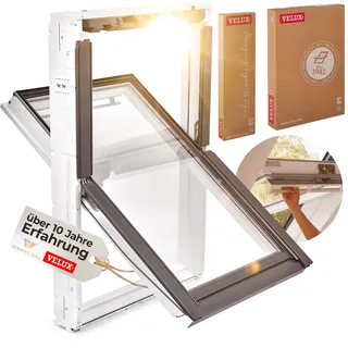 VELUX Kunststoff Dachfenster mit 2-Fach Verglasung inkl. Eindeckrahmen und gratis Rollo (78 x 140 (MK08))