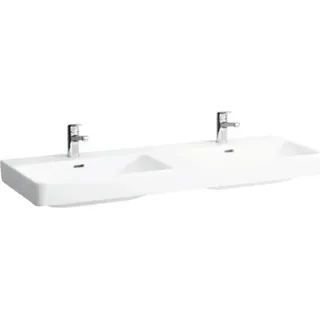 LAUFEN PRO S Doppelwaschtisch, 1 Hahnloch, mit Überlauf, 1300x460mm, H8149684001041 - Weiß