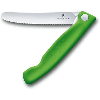 Victorinox Swiss Classic, Profi Tomaten- und Tafelmesser, Extra Scharfe Klinge, Wellenschliff, 11 cm, Rostfreier Stahl, grün