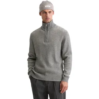Troyer MARC O'POLO, Herren, Gr. M, graphite grau melange, Rippstrick, Obermaterial: 40% Baumwolle, 40% Schurwolle, 20% Polyamid, Strukturmuster, regular fit normal, hoch geschlossener Ausschnitt, Bündchen, Pullover Troyer, Stehkragen, regular fit, Bi-Color-Look