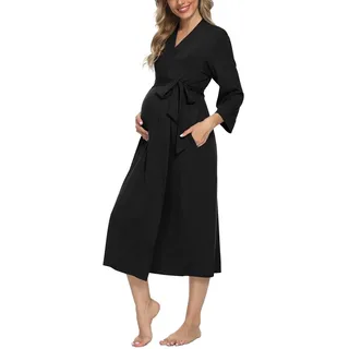 Xpenyo Damen Umstands-Nachtwäsche, Wehen/Geburt/Stillen/Krankenhaus-Nachthemd, Kimono, langer Bademantel, Schwangerschafts-Loungewear