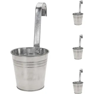 4x Blumentopf zum Aufhängen Pflanzgefäß Balkontopf Hängetopf Ø13xH28cm - Silber