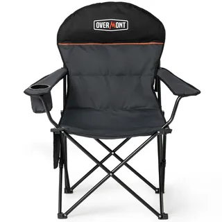 OVERMONT Klappbarer Campingstuhl mit Hoher Rückenlehne - Faltbarer XXL-Stuhl bis 150 KG - Tragbarer Gartenstuhl mit Getränkehalter - für Outdoor Wandern Picknick Angeln