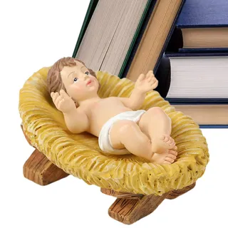 Jesuskind Figur | Weihnachten Baby Jesus und Krippe Set | Kind in einer Krippe | Weihnachtsfigur aus Harz | Religiöse Weihnachtsdekoration für Geburtstag