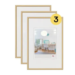 walther design Bilderrahmen gold 13 x 18 cm 3er Pack, New Lifestyle Kunststoffrahmen KV318G3