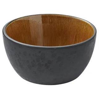 BITZ Schüssel, Schale, Müslischale, Snackschale aus Steingut, 14 cm im Durchmesser, Schwarz/Amber