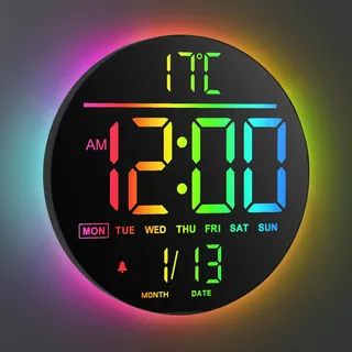 Maxstar Digitale Wanduhr 25,4 cm 10-Zoll schwarz