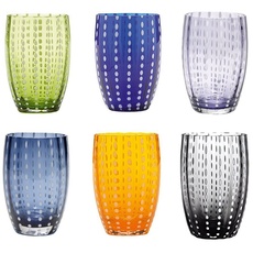 Bild Perle Glasbecher - Handgemachtes transparentes Buntglas, cl 32 h 109mm d 71mm - Set 6 Stück - Farblich Sortiert