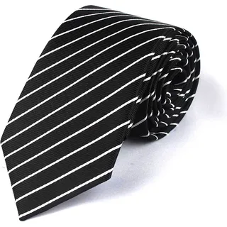 INF Klassische Krawatte aus Polyesterseide Schwarz + weiße Streifen