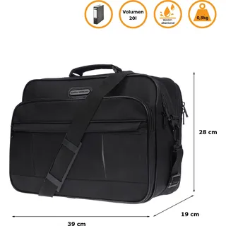 Herren Flugbegleiter Umhängetasche Tasche Arbeitstasche Herrentasche Messenger Querformat - Schwarz