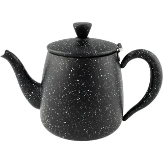 Café Olé PT-048BG Erstklassige Premium 48oz 1.35L Teekanne aus hochwertigem Edelstahl – Schwarz Granit, Tropffreies Ausgieβen, Hohle Griffen & Klappdeckel, 1.35 liters