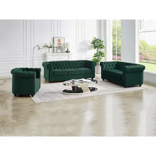 Sofas 3-Sitzer, 2-Sitzer & Sessel - Samt - Grün - CHESTERFIELD